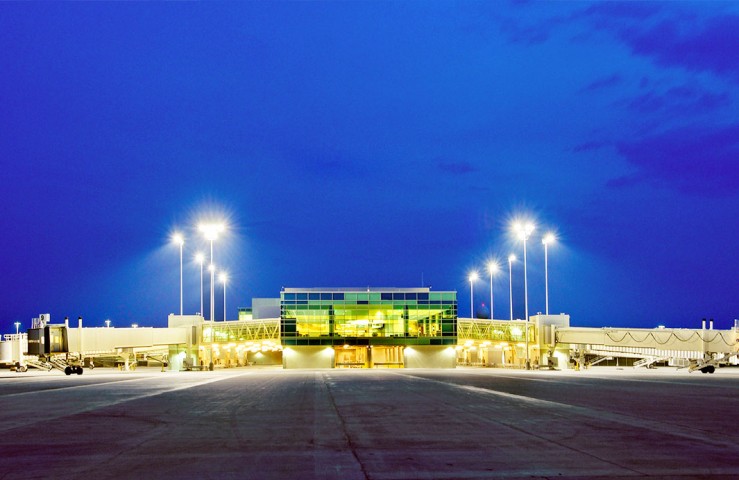 SGF Airport Exterior of Terminal at Night 
