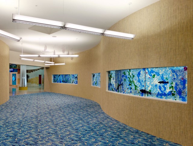 Interior Walkway at SGF Airport with Artistic Glass