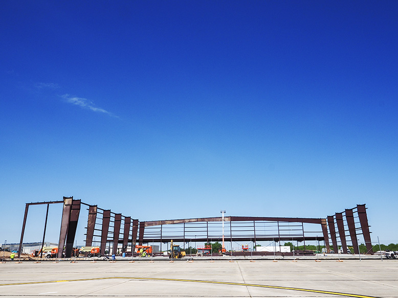 Image of aircraft hangar under construction